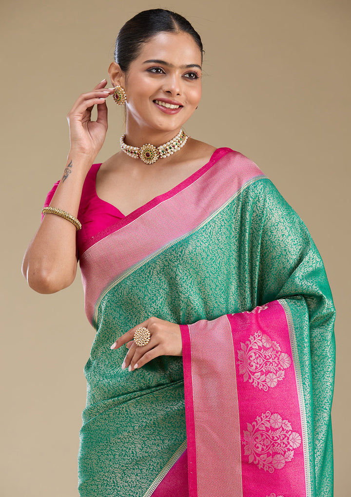 Rama Green Zariwork Art Silk Saree
