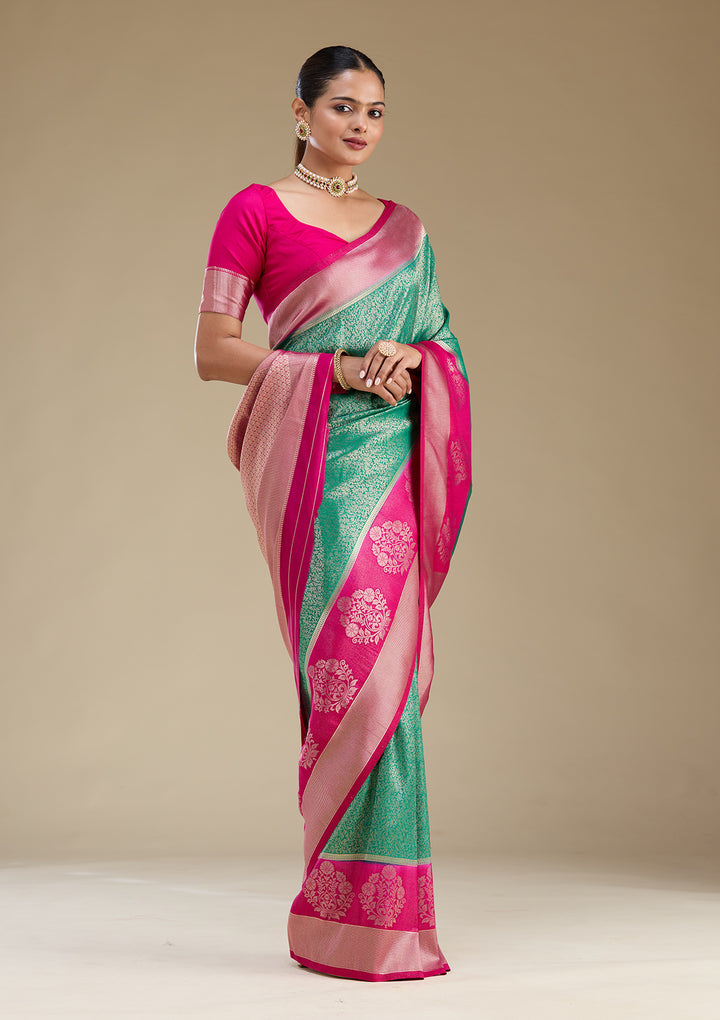 Rama Green Zariwork Art Silk Saree