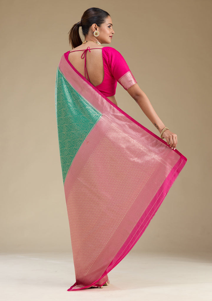 Rama Green Zariwork Art Silk Saree