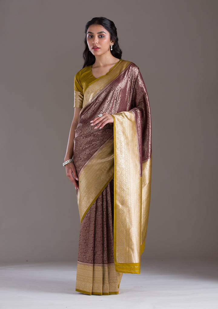 Dark Maroon Zariwork Art Silk Saree