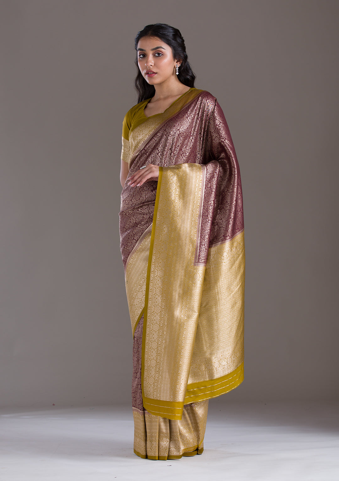 Dark Maroon Zariwork Art Silk Saree