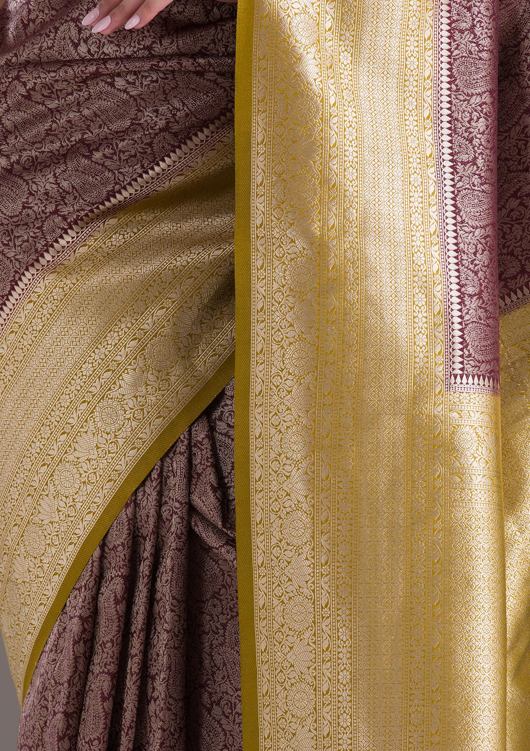 Dark Maroon Zariwork Art Silk Saree