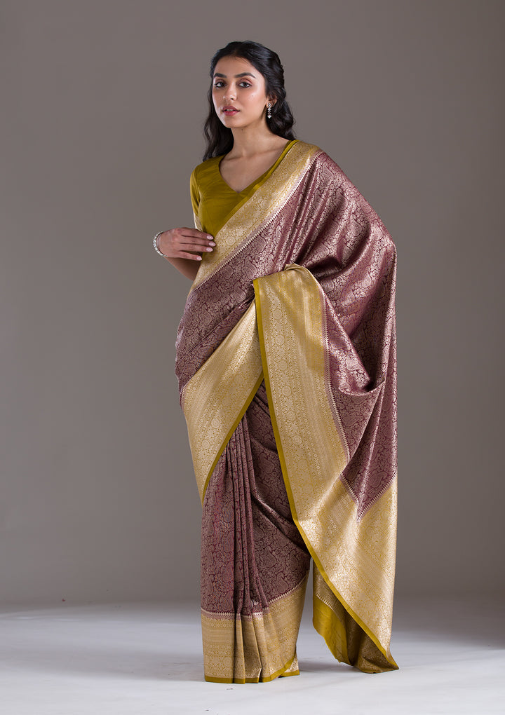 Dark Maroon Zariwork Art Silk Saree