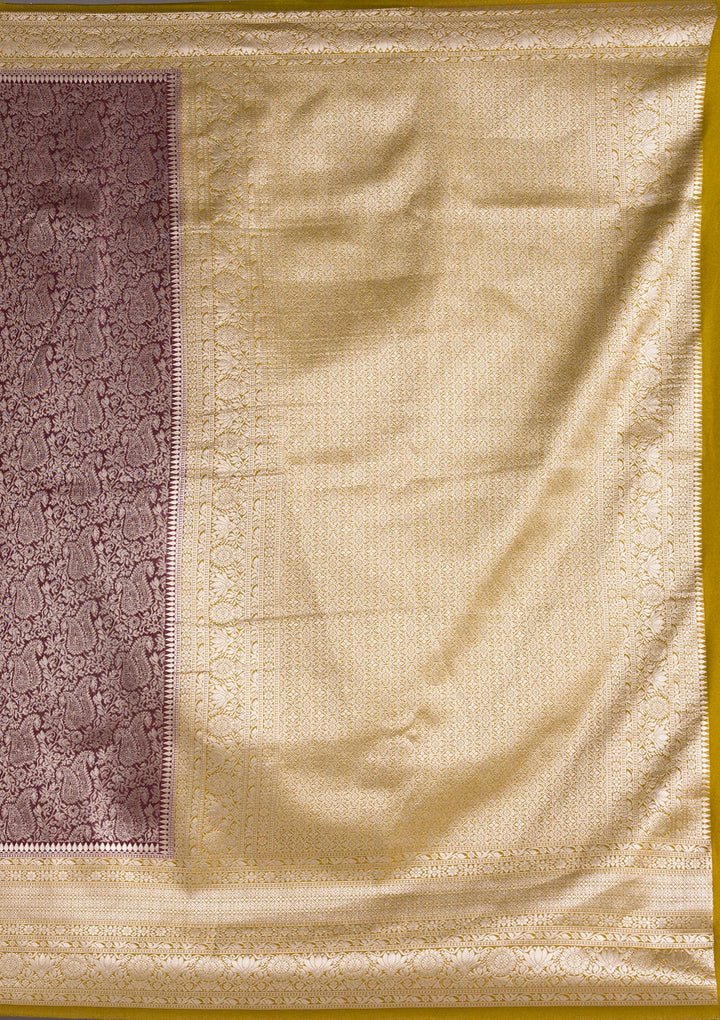 Dark Maroon Zariwork Art Silk Saree
