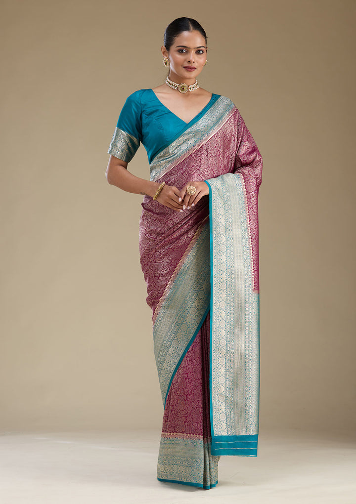 Purple Zariwork Art Silk Saree