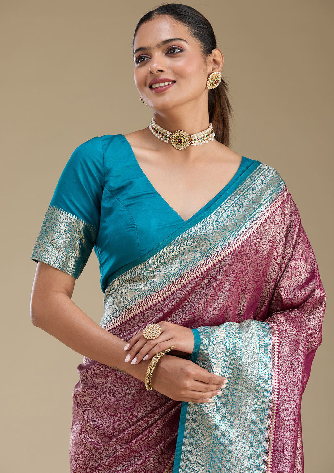 Purple Zariwork Art Silk Saree