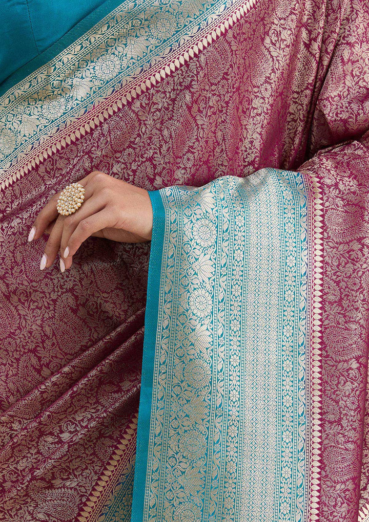 Purple Zariwork Art Silk Saree