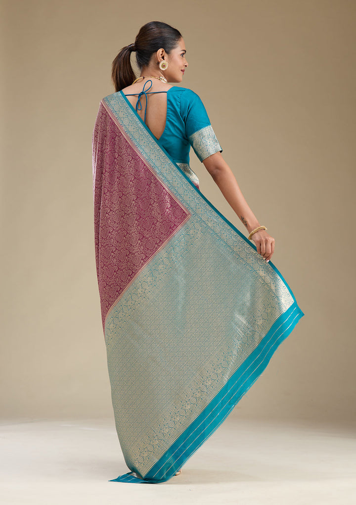 Purple Zariwork Art Silk Saree