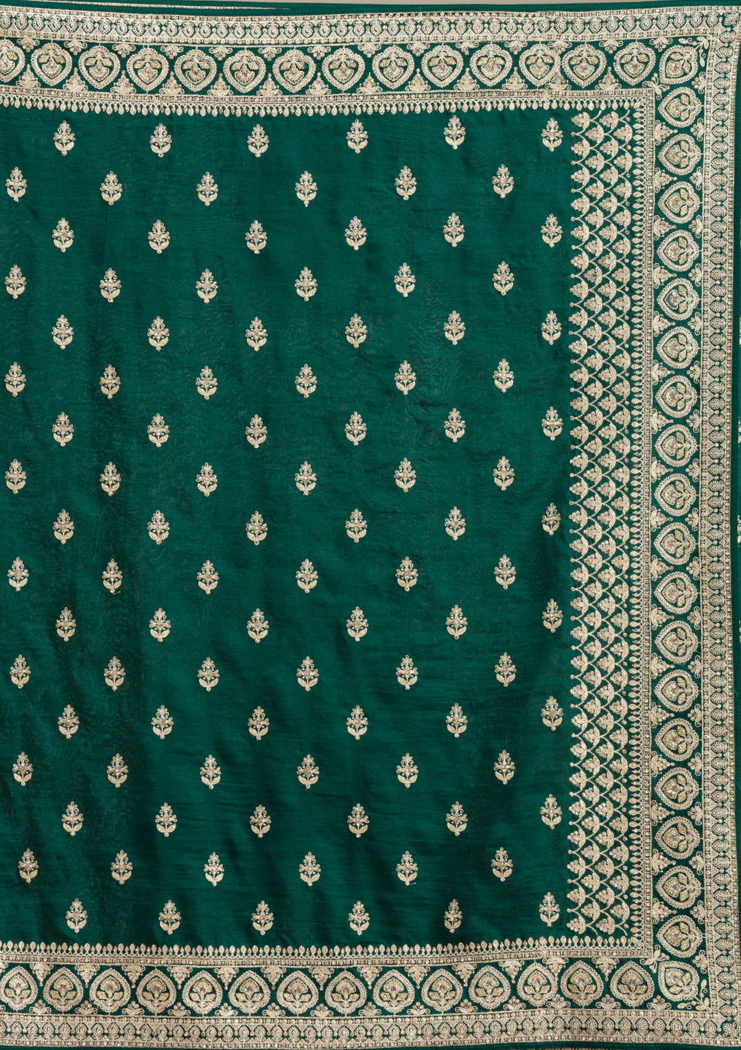 Bottle Green Stonework Chiffon Saree
