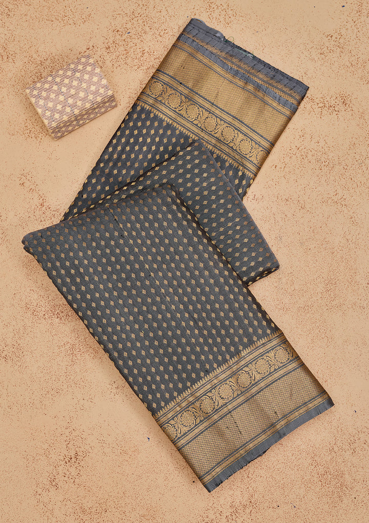 Grey Zariwork Pure Silk Saree