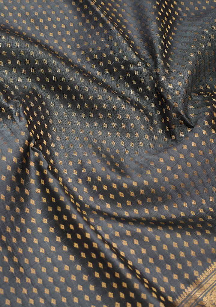 Grey Zariwork Pure Silk Saree