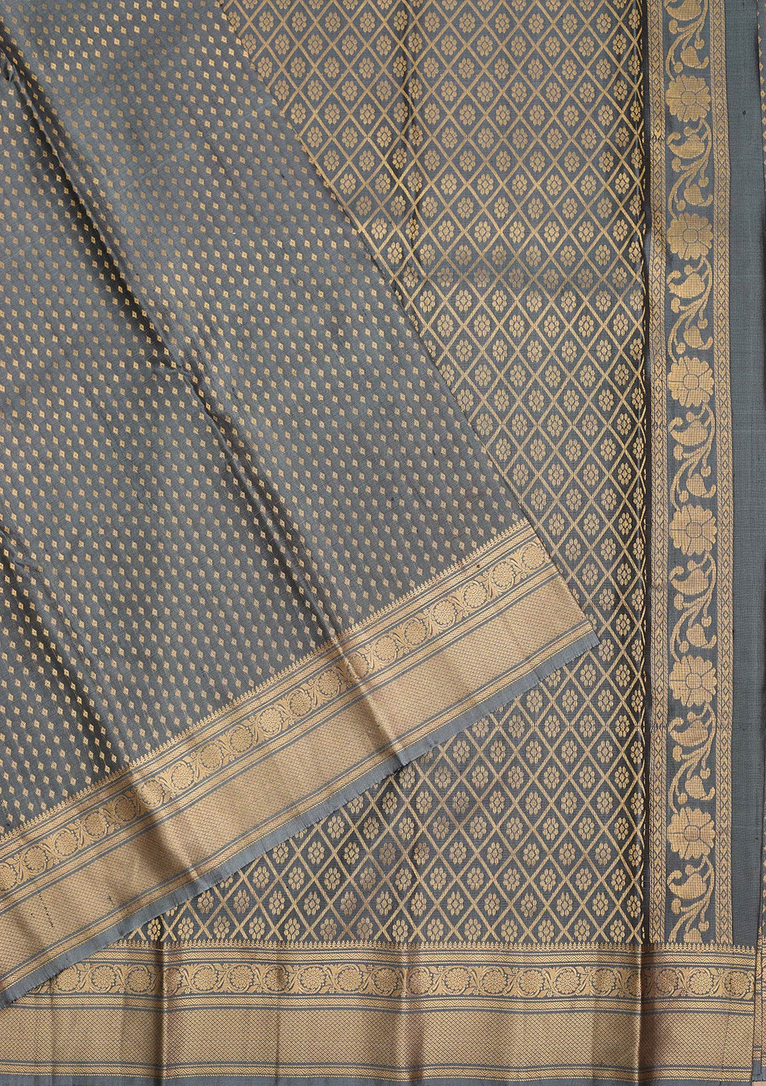 Grey Zariwork Pure Silk Saree