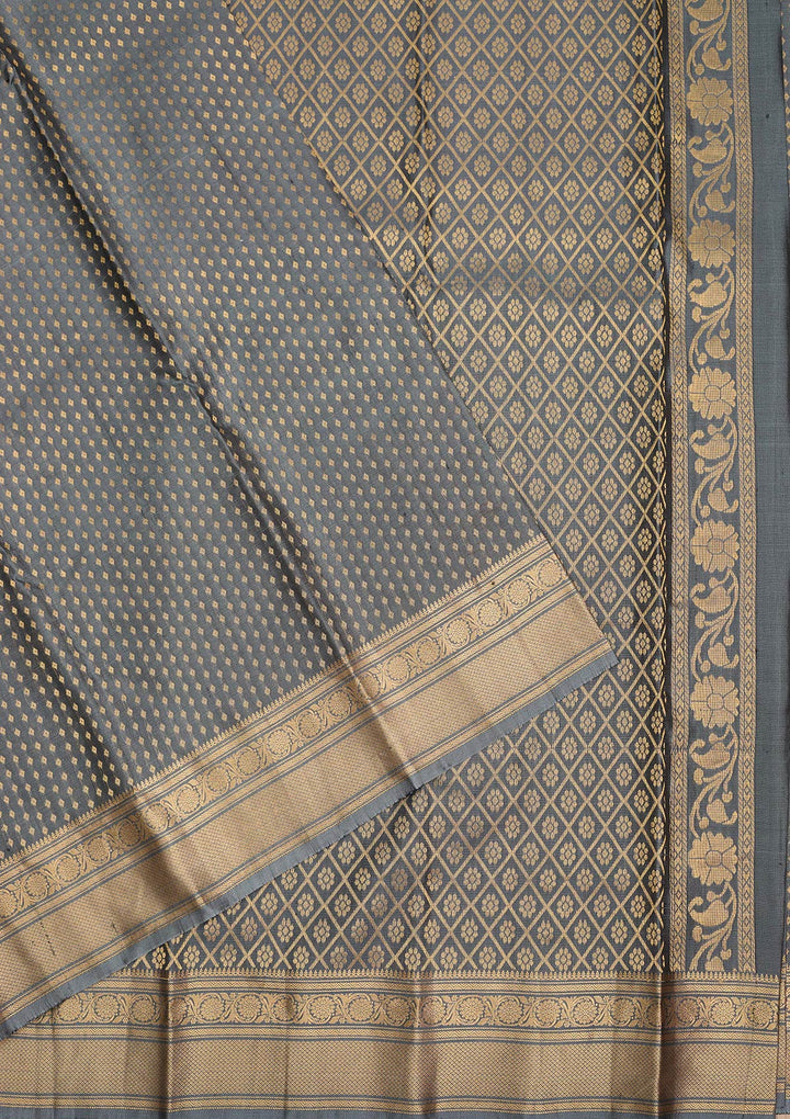 Grey Zariwork Pure Silk Saree