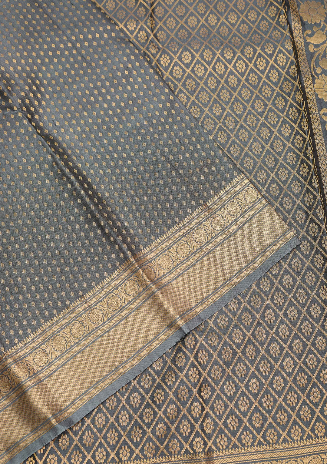 Grey Zariwork Pure Silk Saree