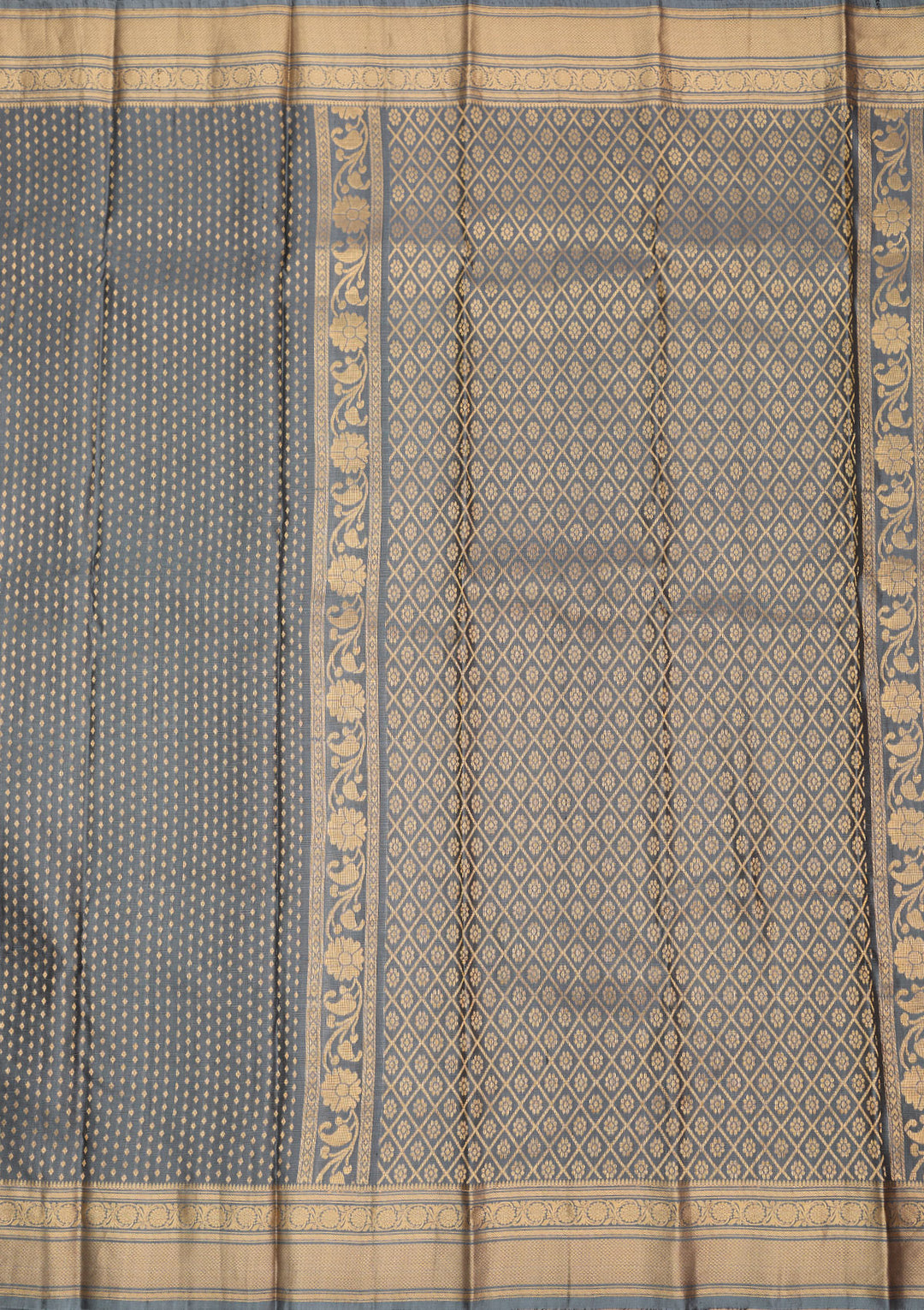 Grey Zariwork Pure Silk Saree