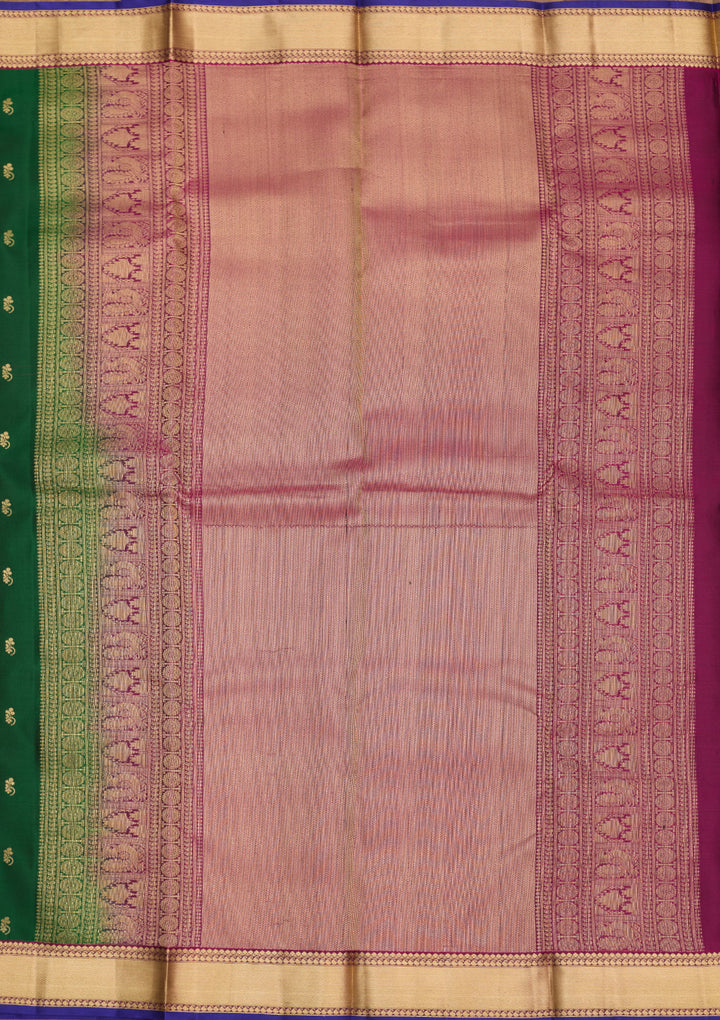 Bottle Green Zariwork Pure Silk Saree