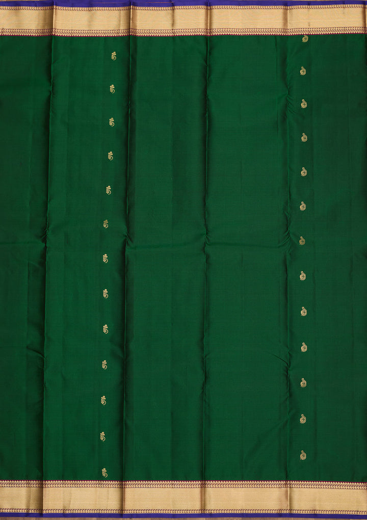 Bottle Green Zariwork Pure Silk Saree