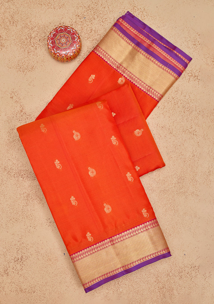 Orange Zariwork Pure Silk Saree