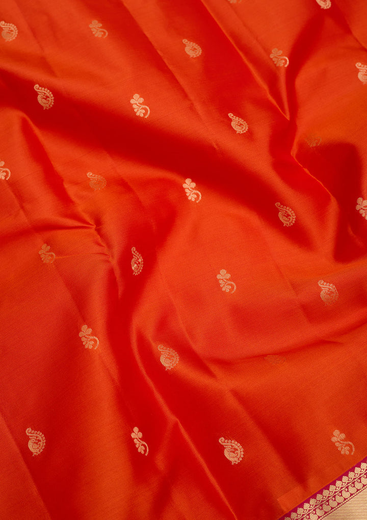 Orange Zariwork Pure Silk Saree