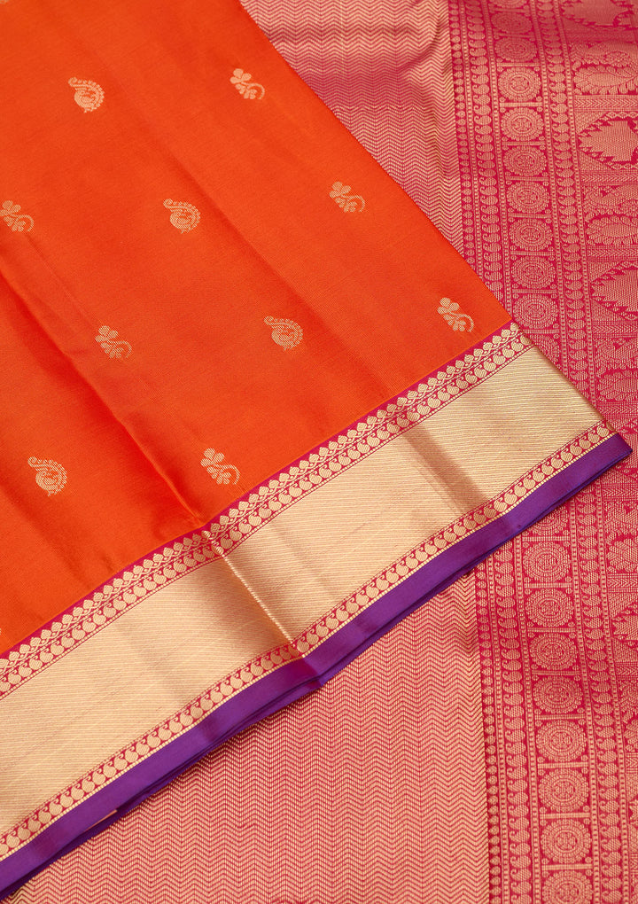 Orange Zariwork Pure Silk Saree