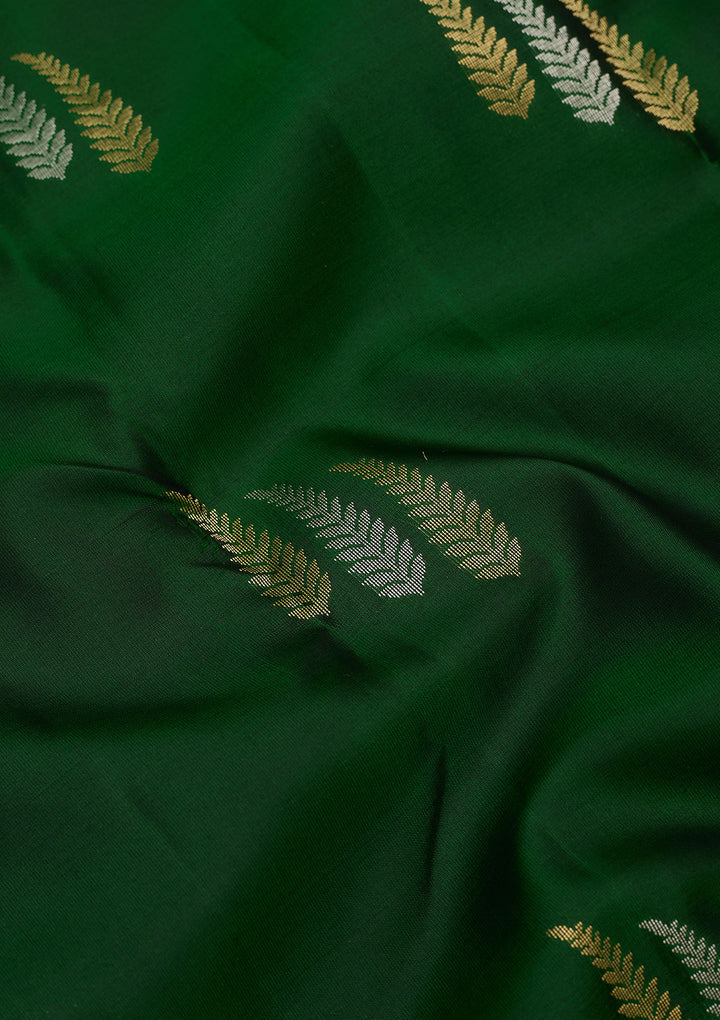 Bottle Green Zariwork Pure Silk Saree