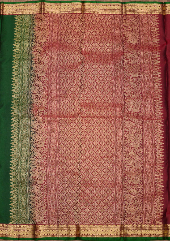 Bottle Green Zariwork Pure Silk Saree