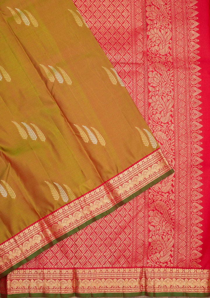 Mehendi Zariwork Pure Silk Saree
