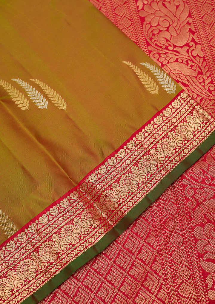 Mehendi Zariwork Pure Silk Saree