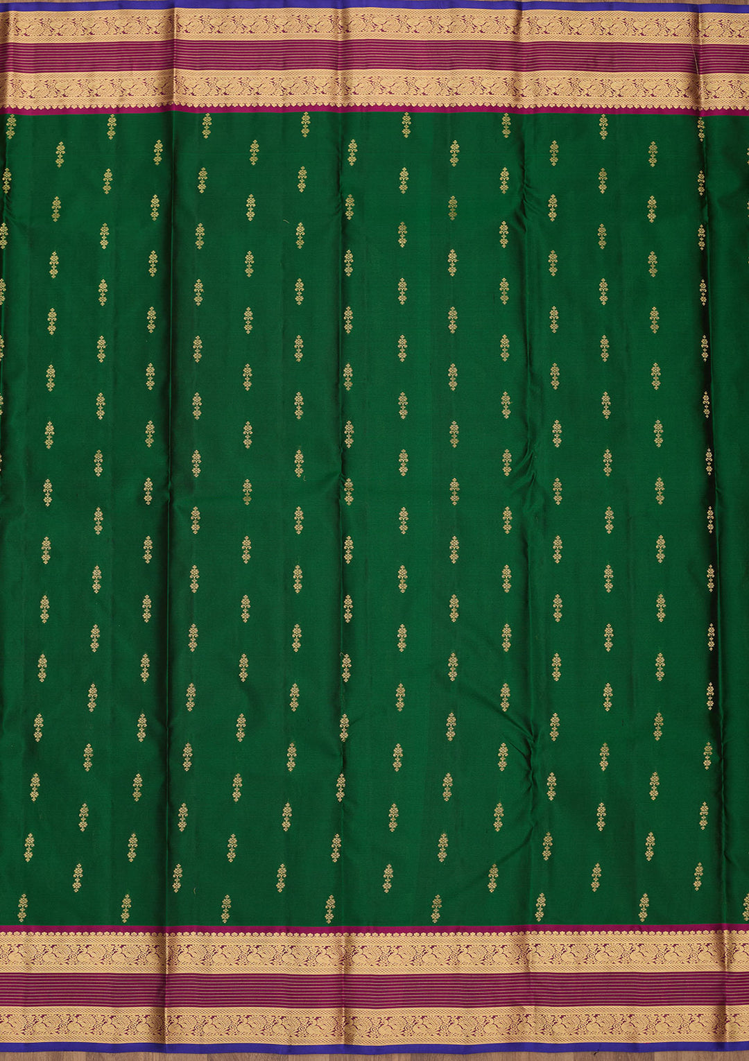 Bottle Green Zariwork Pure Silk Saree