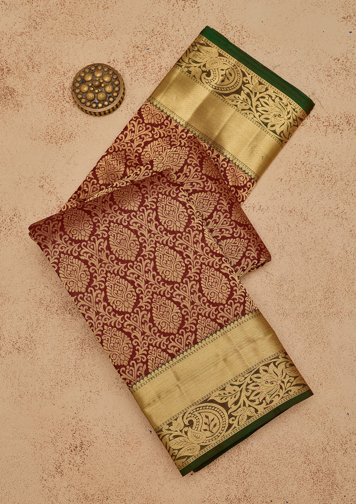 Maroon Zariwork Pure Silk Saree