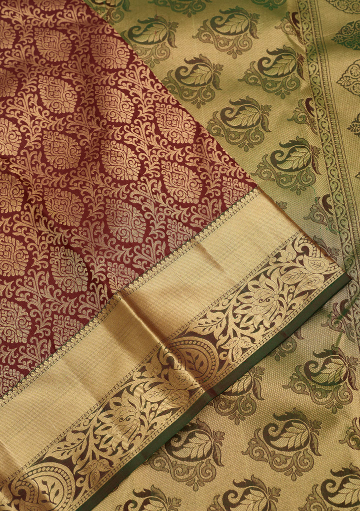 Maroon Zariwork Pure Silk Saree
