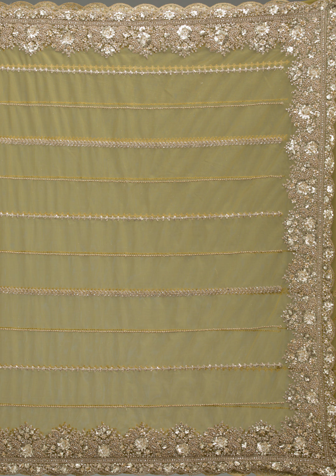 Mehendi Zariwork Tissue Saree