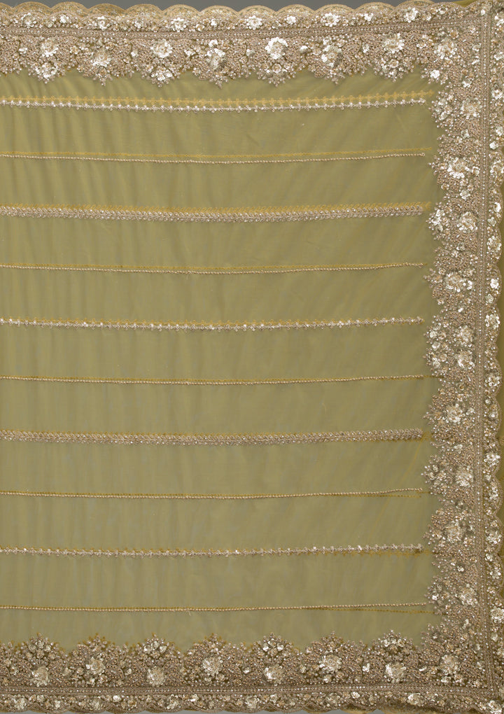 Mehendi Zariwork Tissue Saree