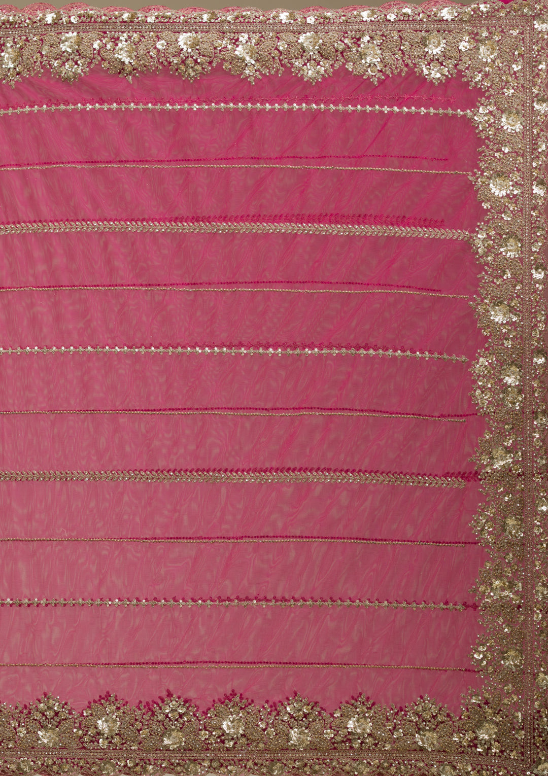 Rani Pink Zariwork Tissue Saree