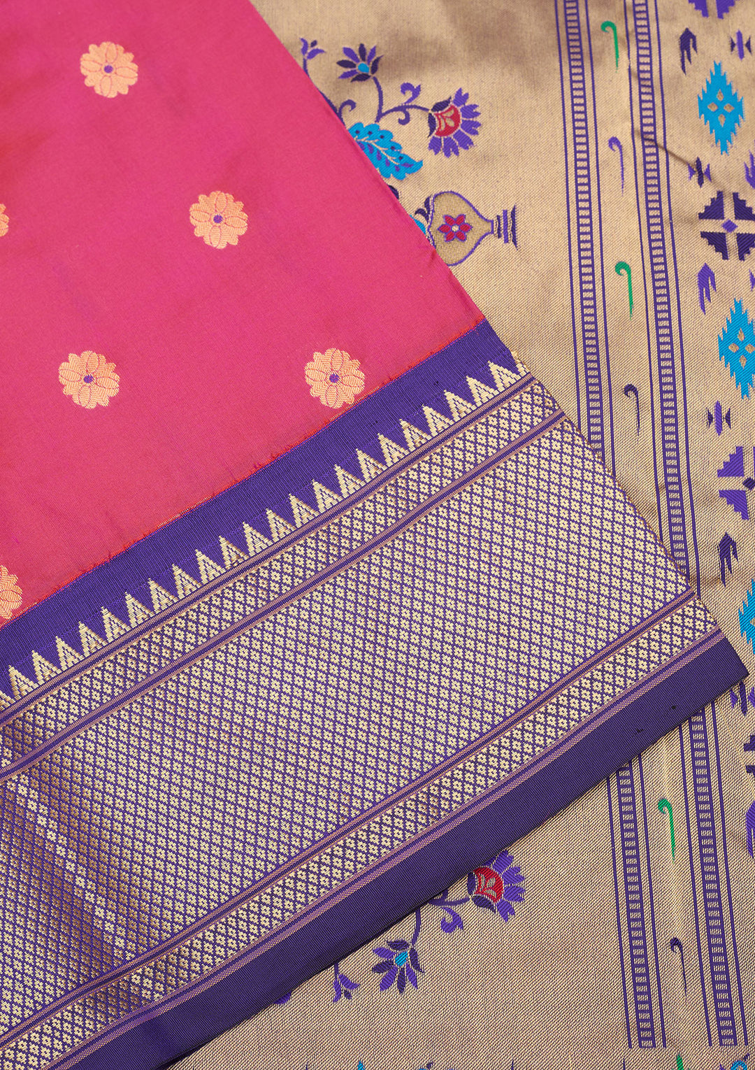 Magenta Pink Zariwork Pure Silk Saree