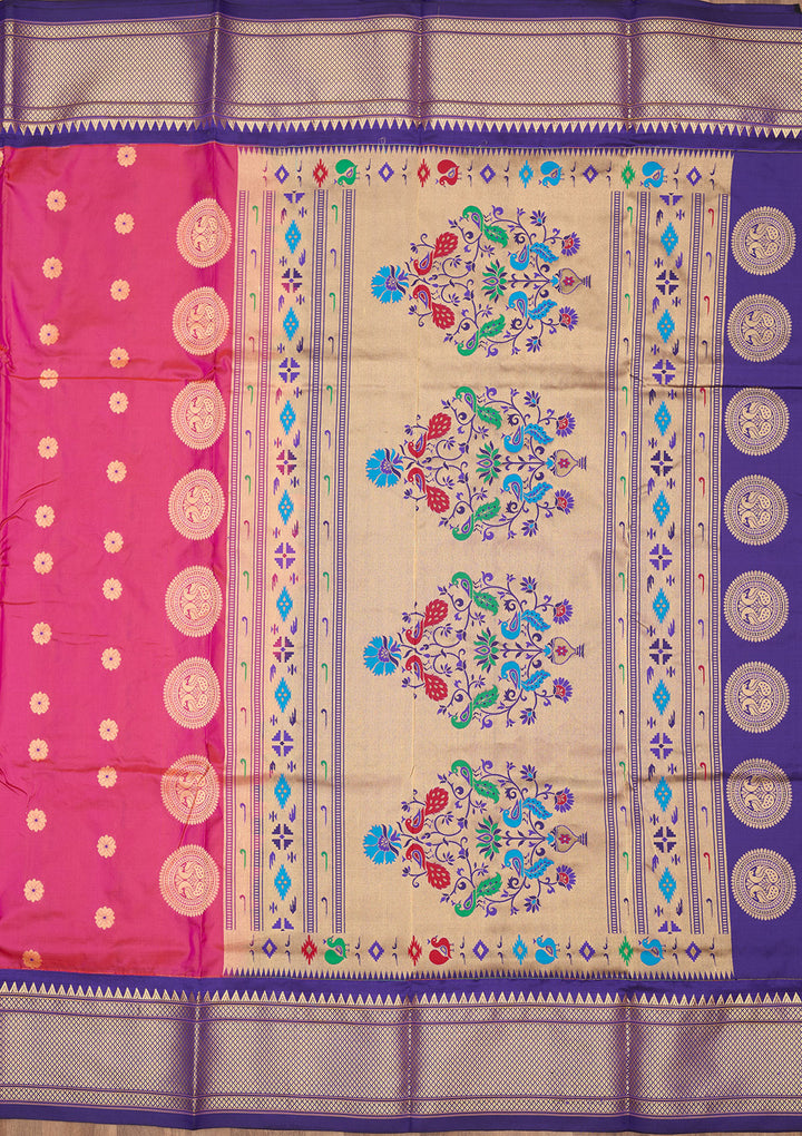 Magenta Pink Zariwork Pure Silk Saree