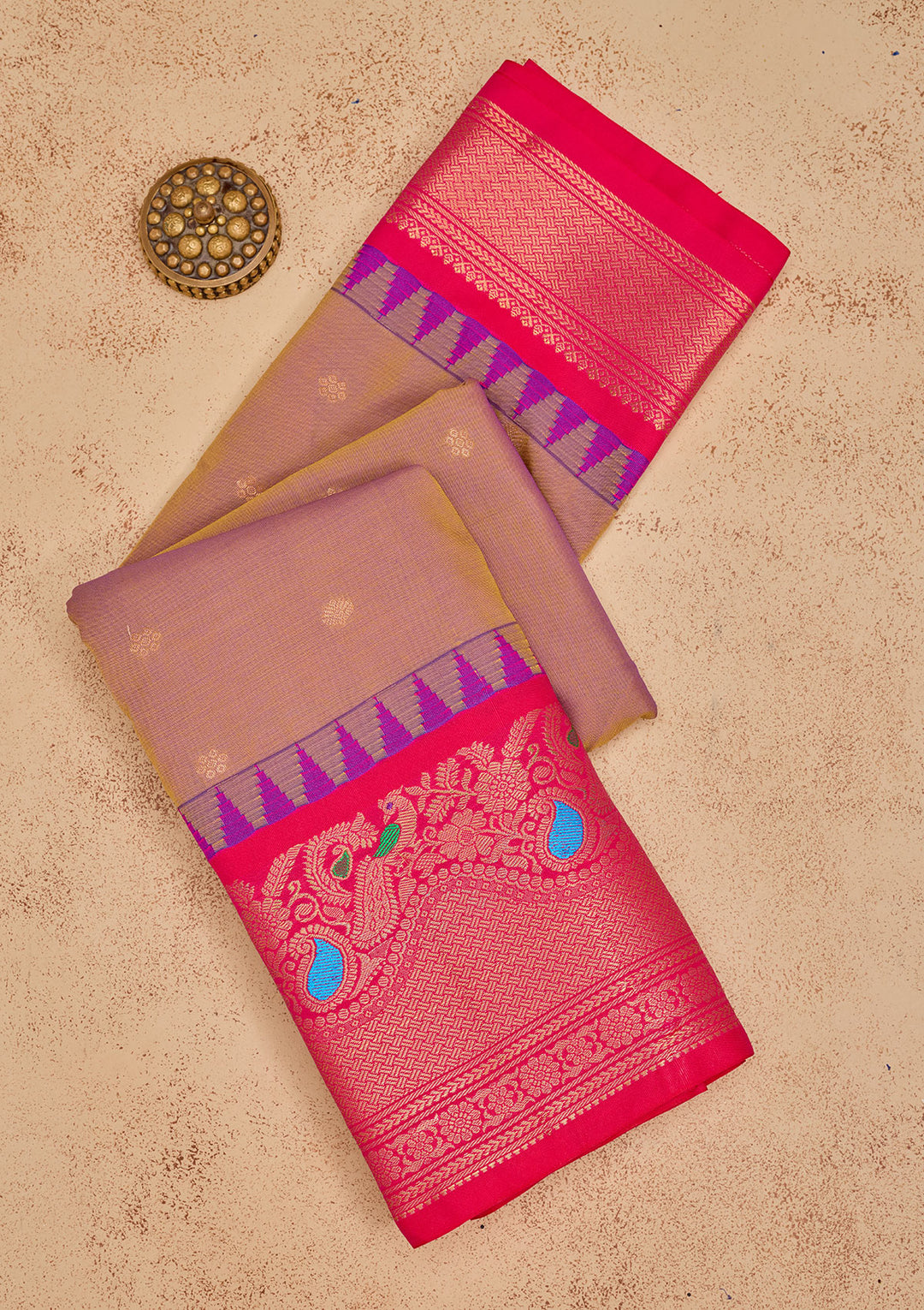 Light Brown Zariwork Pure Silk Saree