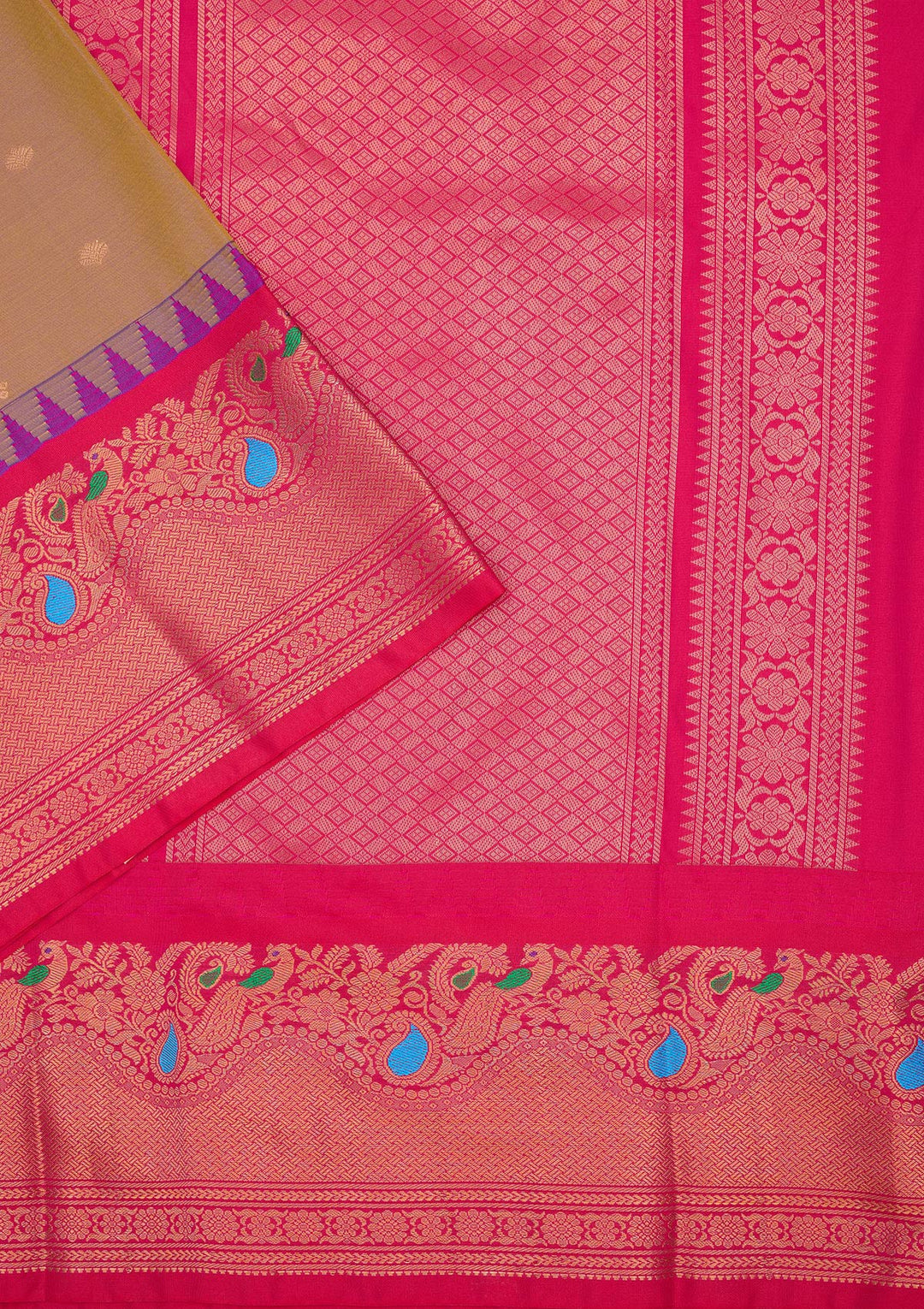 Light Brown Zariwork Pure Silk Saree