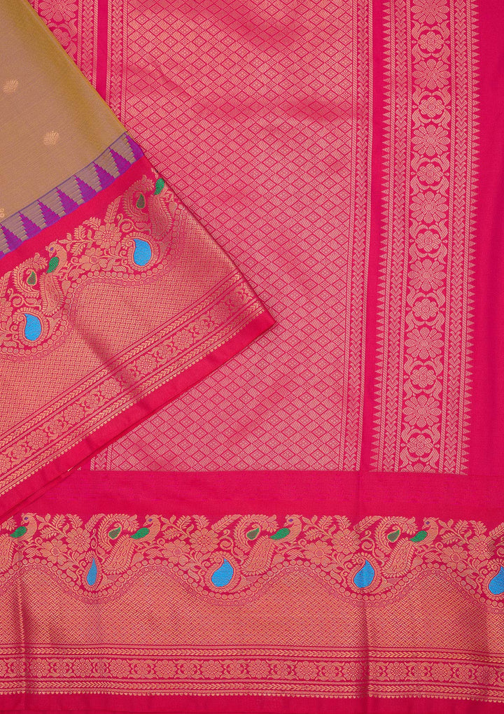 Light Brown Zariwork Pure Silk Saree