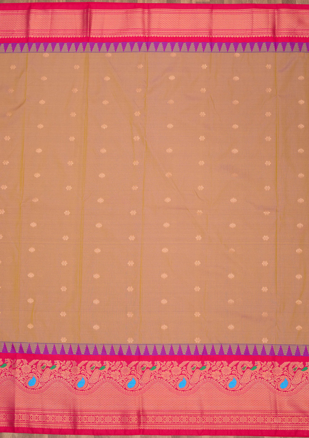 Light Brown Zariwork Pure Silk Saree