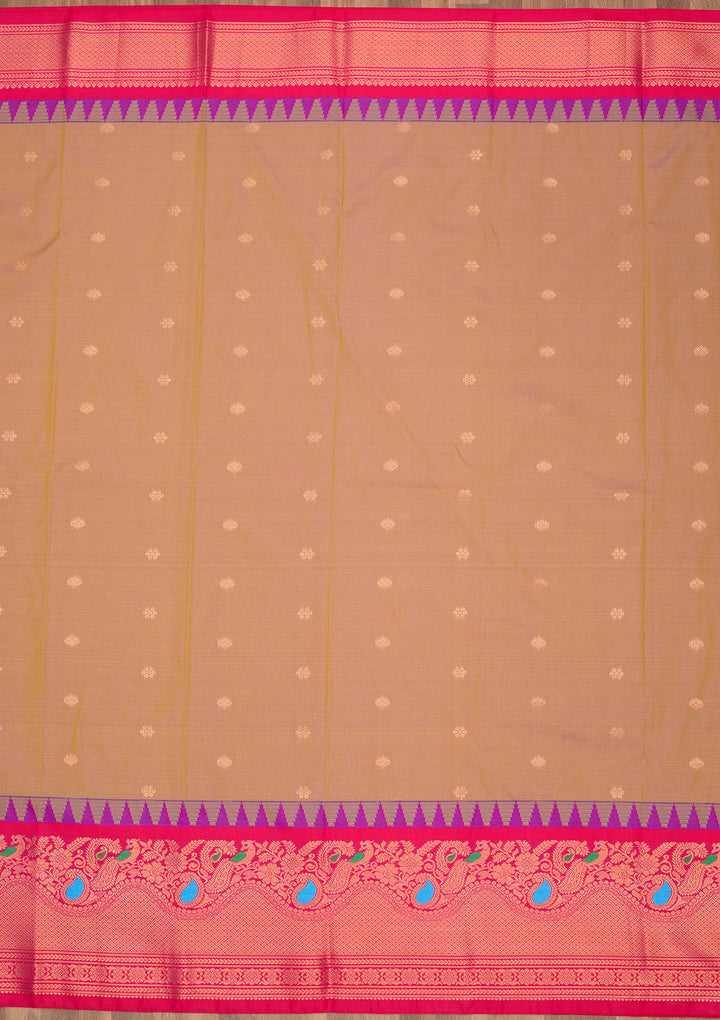 Light Brown Zariwork Pure Silk Saree