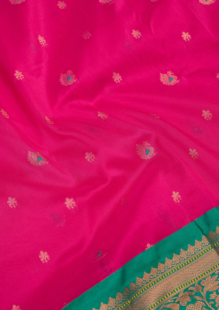 Rani Pink Zariwork Pure Silk Saree