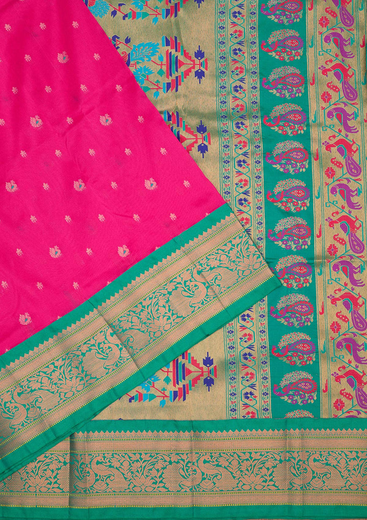 Rani Pink Zariwork Pure Silk Saree