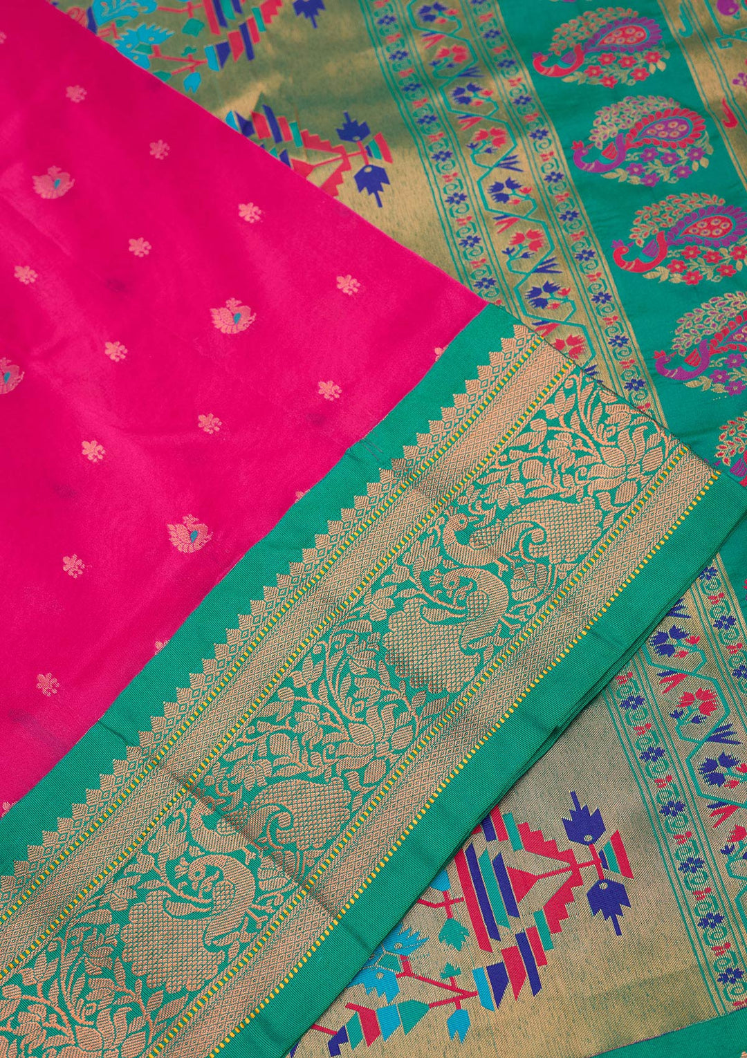 Rani Pink Zariwork Pure Silk Saree