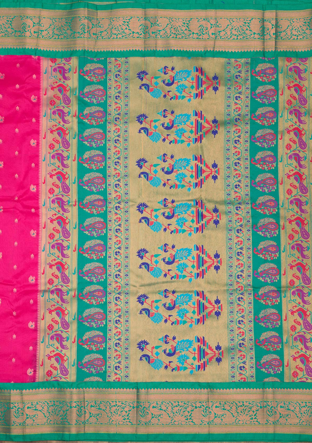 Rani Pink Zariwork Pure Silk Saree