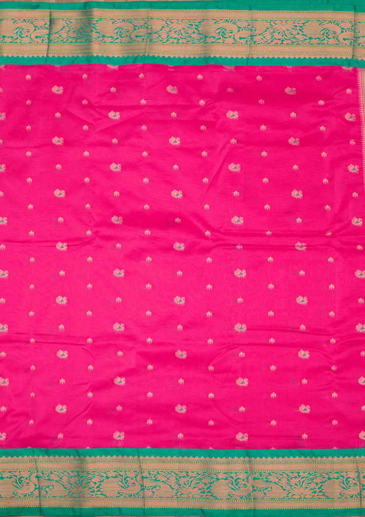 Rani Pink Zariwork Pure Silk Saree