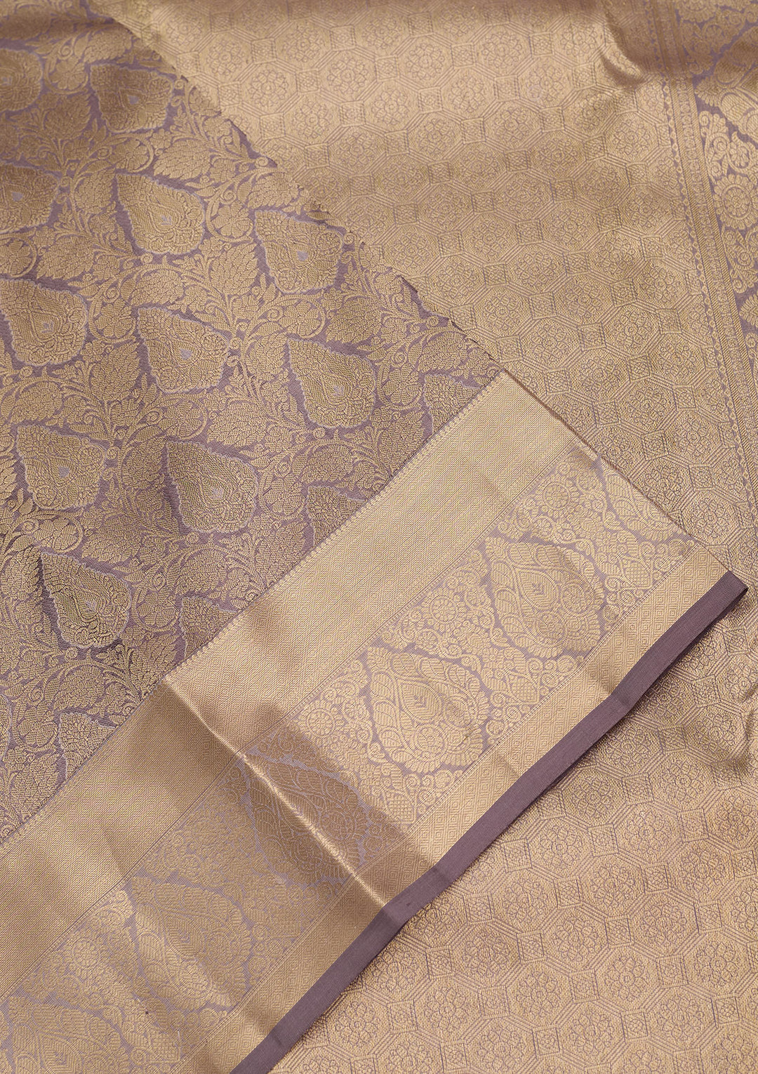 Dark Grey Zariwork Pure Silk Saree