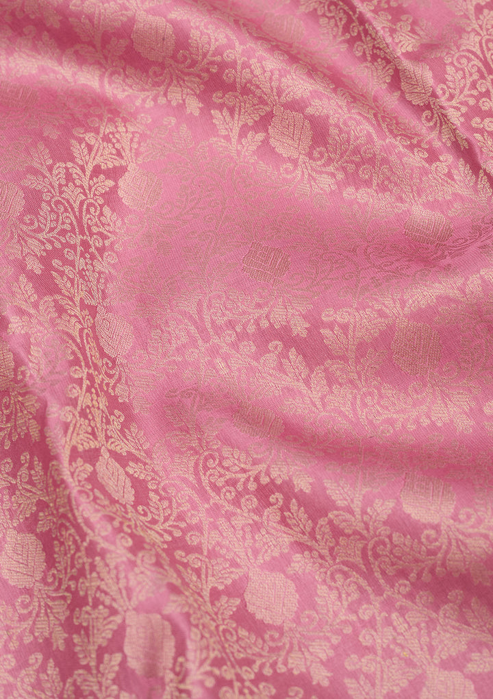 Baby Pink Zariwork Pure Silk Saree