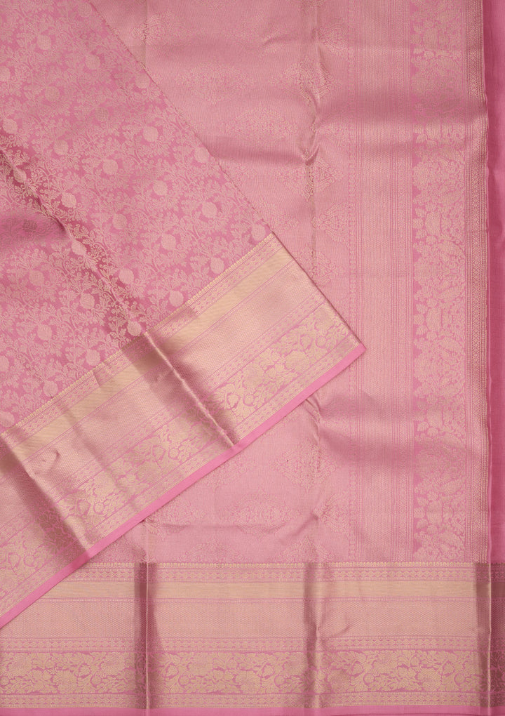 Baby Pink Zariwork Pure Silk Saree