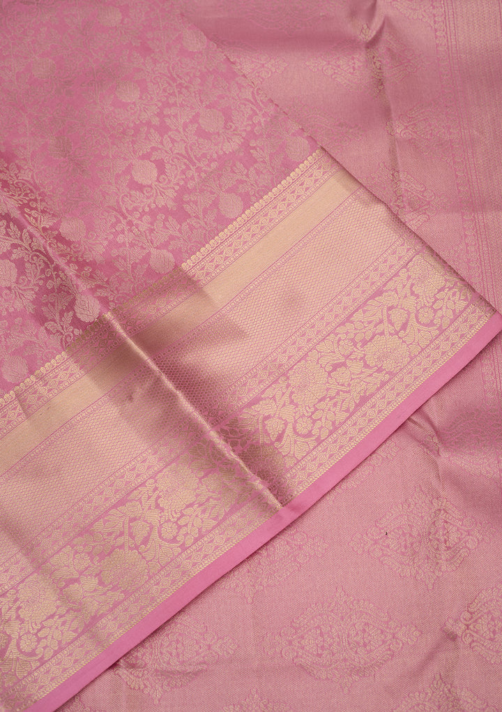 Baby Pink Zariwork Pure Silk Saree